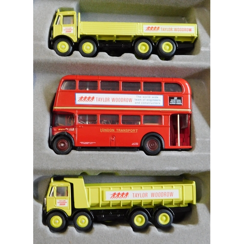 708 - Gilbow First Editions. Vehicles (x3) Taylor Woodrow Story. Lorries (x2) plus RT Bus. Very good boxed... 