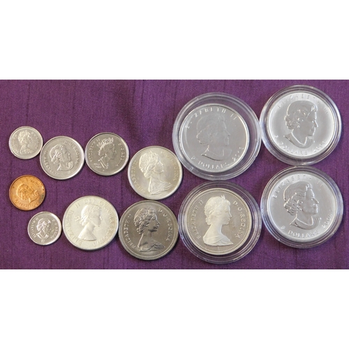 118 - Canada Silver Maple Leaf, 1oz dollars, 1984 dollar and various minus mint BUNC