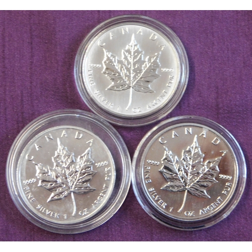 118 - Canada Silver Maple Leaf, 1oz dollars, 1984 dollar and various minus mint BUNC