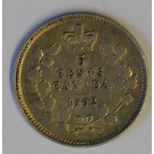 126 - Canada 1902 - 5 cents AUNC, nicely toned