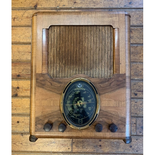 241 - Vintage Pre-War Tabletop Radio. A Ferguson model 306 tabletop radio, circa 1937. In an wooden casing... 