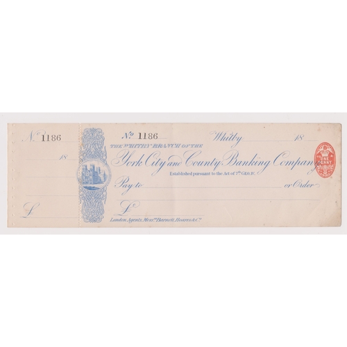 184 - York City & County Banking Company Whitby. Mint Order with C/F RO 13/12/81 Blue on White. Vig: Abbey... 