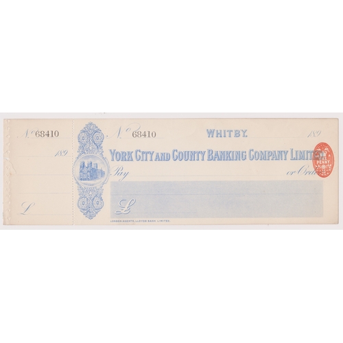 185 - York City & County Banking Co. Ltd., Whitby. Used Order RO 2/12/90. Blue on White. Vig.: Abbey, Prin... 