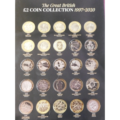 128 - Great Britain £2 coin collection in special album (38), several scarce3, mostly EF-AUNC. Scarce lot ... 