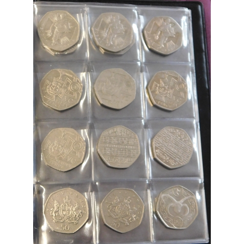 129 - Great Britain 50 pence collection in a small album 1973-2020, mostly EF-AUNC. Some duplication (49)