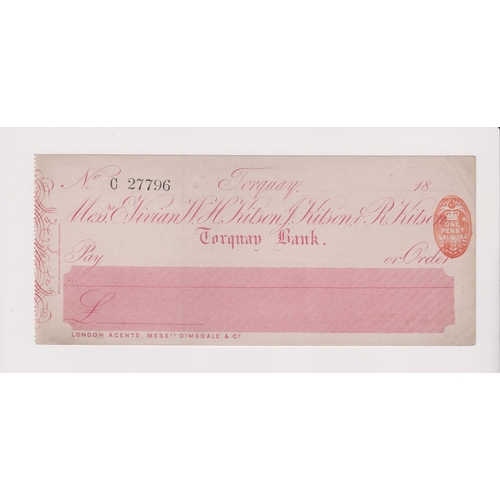 176 - Messrs E. Vivian, W.H. Kitson, J. Kitson & R. Kitson Torquay Bank, unused, pink on white