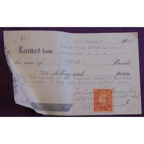 326 - Saffron Bloom Lodge Independent Order of Odd Fellows Wartime collection of ephemera including many N... 