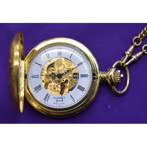 226 - Two gold coloured pocket watches. Mechanical mechanism. Nastrix, 17 Jewels Incabloc. Swiss Made, wit... 