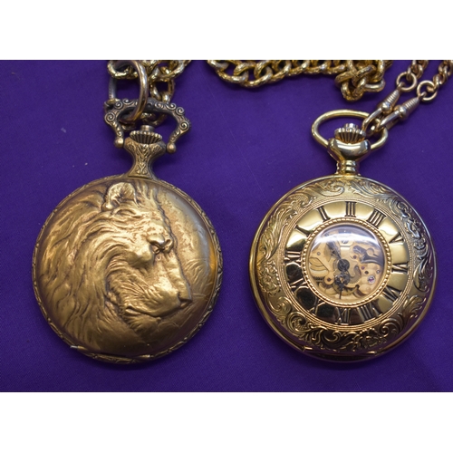 226 - Two gold coloured pocket watches. Mechanical mechanism. Nastrix, 17 Jewels Incabloc. Swiss Made, wit... 