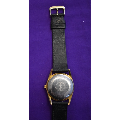 227 - Exactus, Men's Wrist Watch. Vintage 1950's-60's. Automatic mechanism. Black dial, gold hands. Case i... 