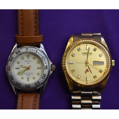 229 - Four (4) Wrist Watches. Centaur Automatic, Men's size with metal bracelet. Day and date indicator. S... 