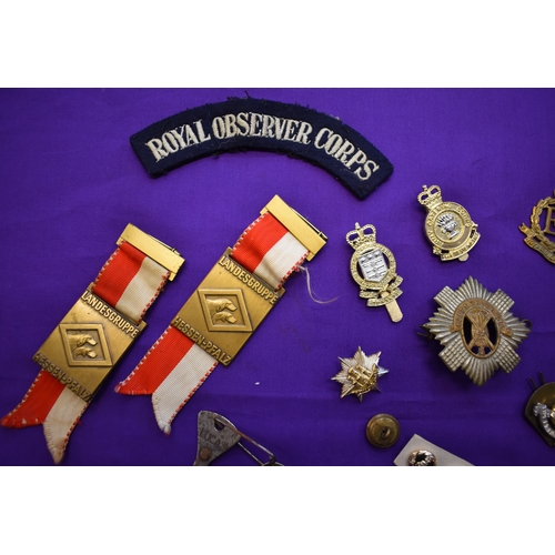 289 - British and Foreign Collection of Badges, Buttons and Medals including: 1939-45 Medal, Royal Anglica... 