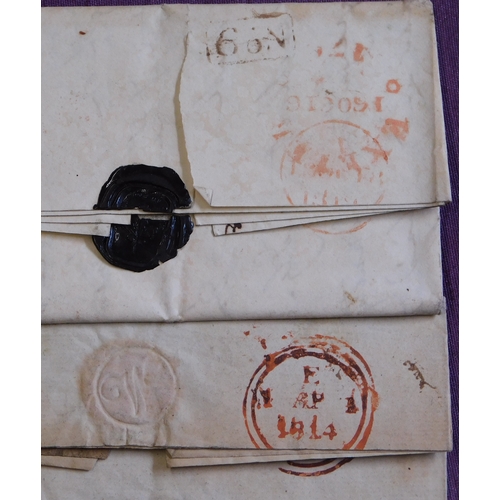 12 - Great Britain 1810-1814 Postal History EL's (3) including London to Needham Market, Exeter to Rugby ... 