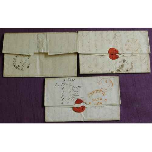 15 - Great Britain 1811-1823 Postal History EL's, three posted Exeter to Rugby