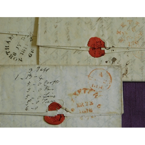 15 - Great Britain 1811-1823 Postal History EL's, three posted Exeter to Rugby