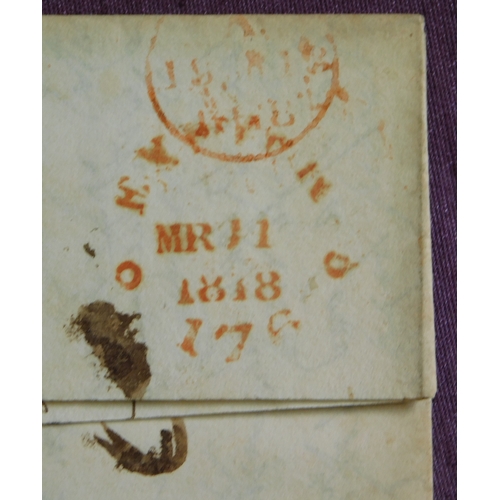 18 - Great Britain 1817-1818 Postal History EL's, three posted Exeter to Rugby