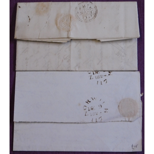 22 - Great Britain 1818-1824 Postal History EL's, one posted Lincoln to Norwich and Norwich to an unknown... 