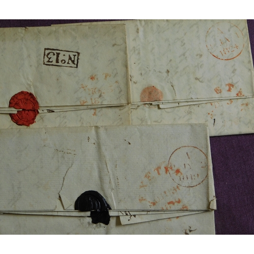 27 - Great Britain 1819-1824 Postal History EL's, three posted Exeter to Rugby
