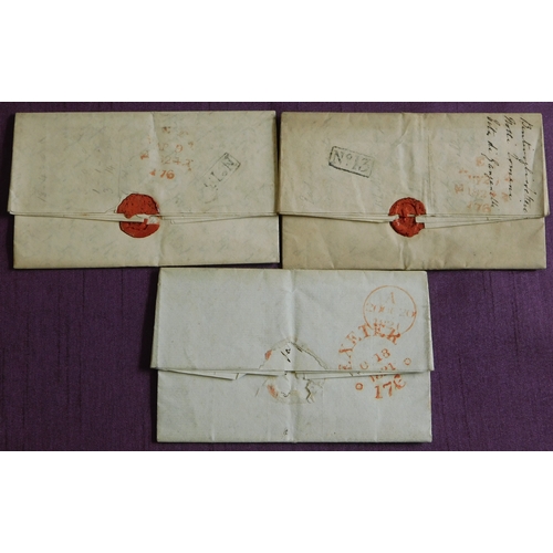 31 - Great Britain 1821-1824 Postal History EL's, three posted Exeter to Rugby
