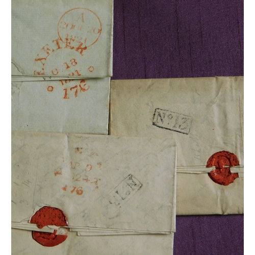 31 - Great Britain 1821-1824 Postal History EL's, three posted Exeter to Rugby