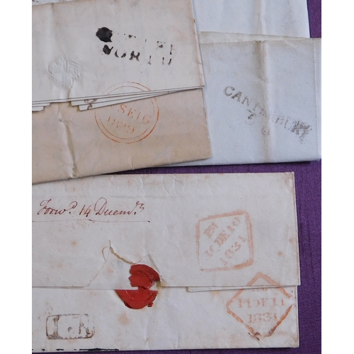 35 - Great Britain 1824-1831 Postal History EL Canterbury to Tenterden, EL Cotesbach to Eastbourne wrappe... 