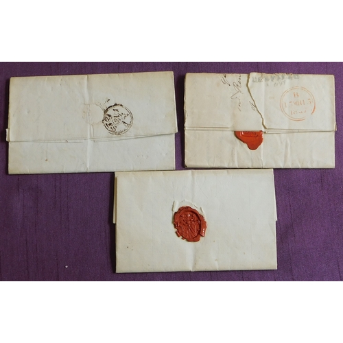 40 - Great Britain 1827-1828 Postal History EL's, three posted Cotesbach Lutterworth
