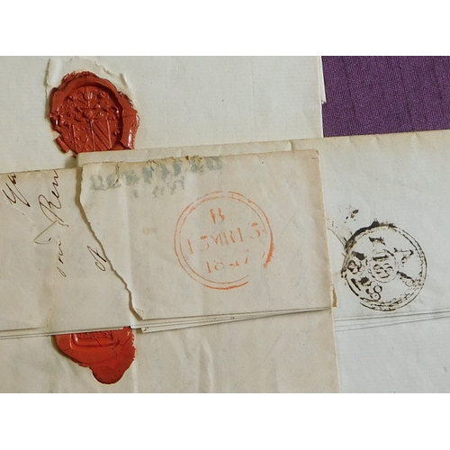 40 - Great Britain 1827-1828 Postal History EL's, three posted Cotesbach Lutterworth