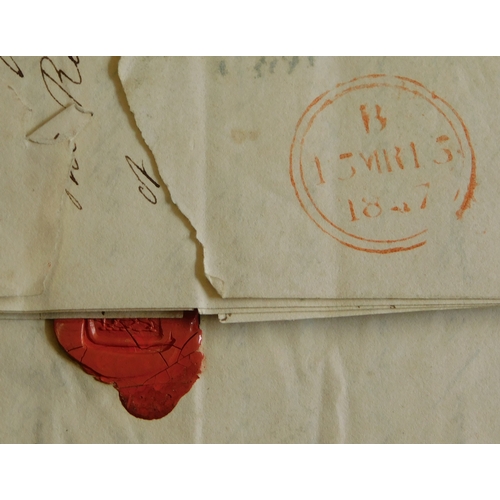 40 - Great Britain 1827-1828 Postal History EL's, three posted Cotesbach Lutterworth