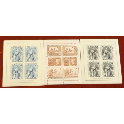 185 - GB 1940 Stamp Centenary exhibition on Perkins Bacon sheets of  fins in black, blue and Waterlow shee... 