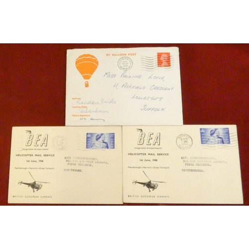 190 - Great Britain 1948-1970 Norfolk local issue aviation covers: BEA  inauguration Hlicopter mail servic... 
