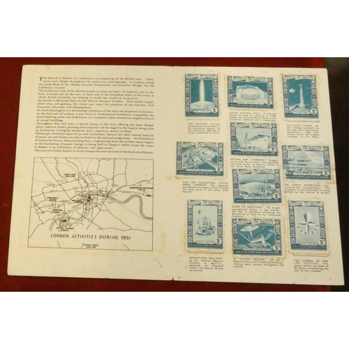 192 - Festival of Britain Cinderella stamp sheets (4), U/M stamps in 4x8 stamp sheets coloured green, blue... 