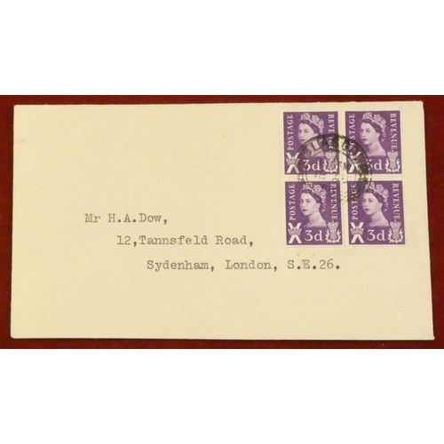205 - Great Britain 1958 18 covers cancelled on 1st day of issue of 3d regional postage stamp. All have di... 