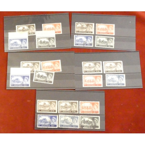 206 - Great Britain 1959-1967 D.L.R, B&W and Recess high value castles on five small stock cards. u/m, m/m... 