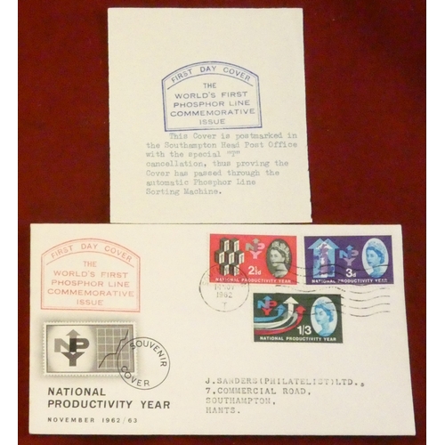 208 - Great Britain 1962 National Productivity Year F.D.C World's first Phosphor line commemmorative issue... 