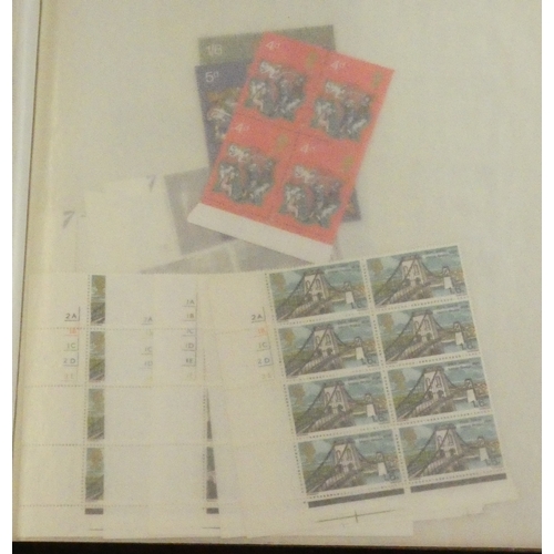 214 - Great Britain 1966-1970 folder with u/m commemmorative in strips, blocks and 1966 world cup victory ... 