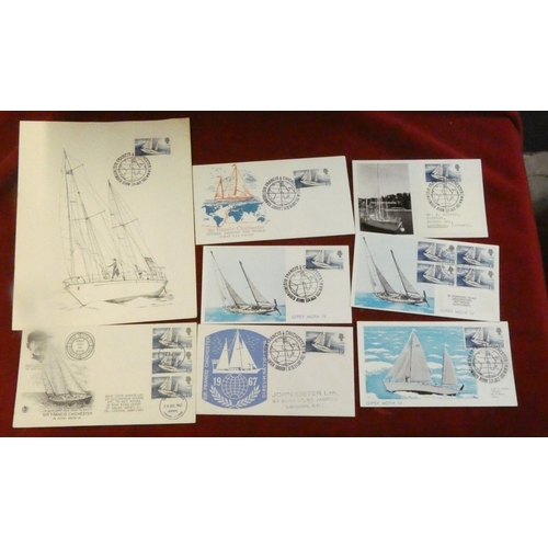 218 - Great Britain 1967 Sir Francis Chichester's World Voyage: three overs, two madci cards, a photo post... 