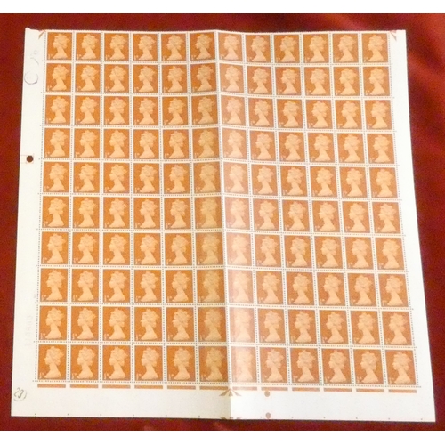 223 - Great Britain 1968-1984 u/m Machins includes SG723 1/2d sheet of 120, booklet SGNA1 2002, seven book... 