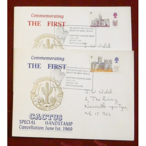 224 - Great Britain 1969 The first cactus special handstamp covers x nine and two postcards all sent to sa... 