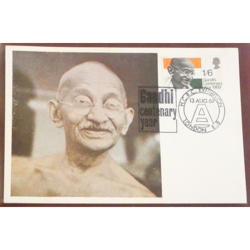 225 - GB FDCs 1969 (13 August) Ghandi first day of issue card with Ghandi Centenary Year H.S.R.C London E8... 
