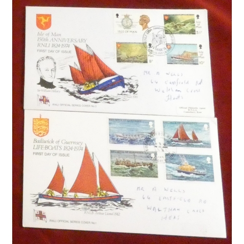 233 - Great Britain 1973-74 11 RNLI FDCs, seven for the 150th anniversary of RNLI.