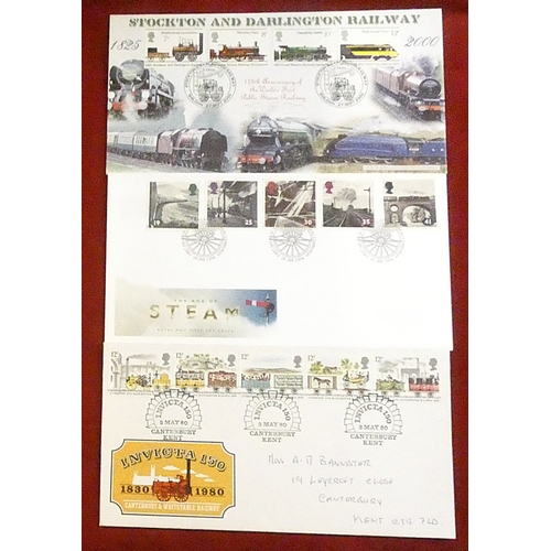 240 - Great Britain 1980-2000 Railway anniversary FDCs. Seven 150th anniversary of Liverpool/ Manchester r... 