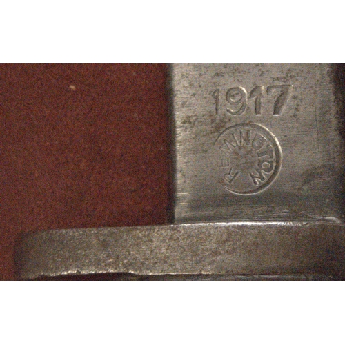 61 - American WWI Remington Bayonet also used in WWII by the Home Guard, with British made 1940 frog, mak... 