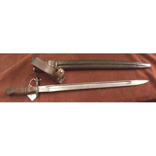 61 - American WWI Remington Bayonet also used in WWII by the Home Guard, with British made 1940 frog, mak... 