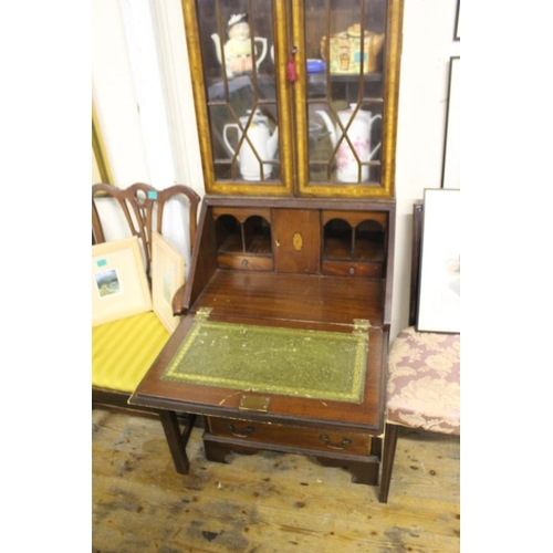 123 - Inlaid Mahogany Bureau Bookcase with Astragal glazed Doors over a Fitted Secretaire over 4 graduated... 