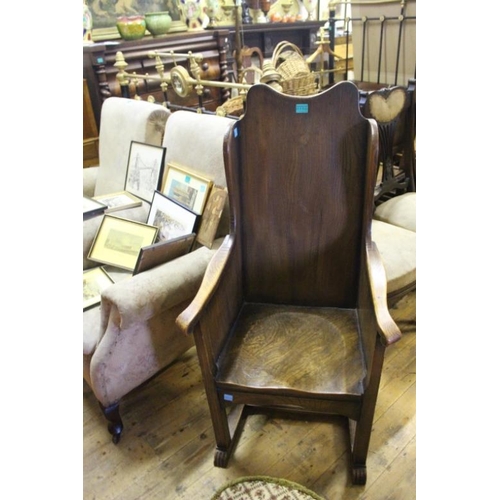 159 - Vintage Oak Armchair and a Vintage Oval Footstool