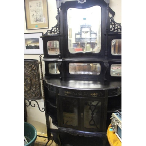 17 - Victorian Chiffonier with 6 Mirror Panels over Display Cabinet