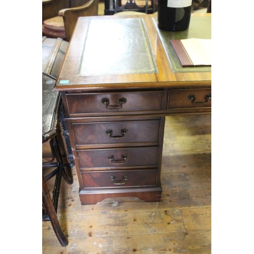 178 - Georgian Style Pedestal Writing Desk with Tooled Leather Top