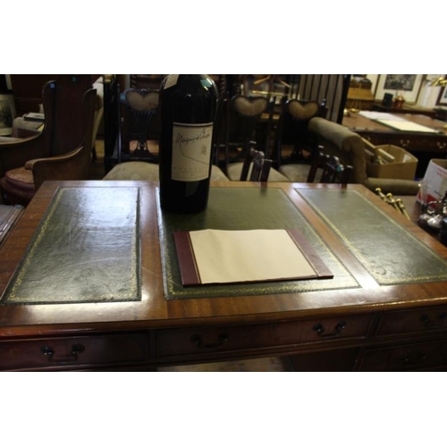 178 - Georgian Style Pedestal Writing Desk with Tooled Leather Top