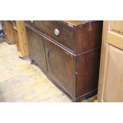 22 - Georgian Mahogany Linen Press with 2 Oval Panel Doors revealing a Fitted Interior over one Long Draw... 