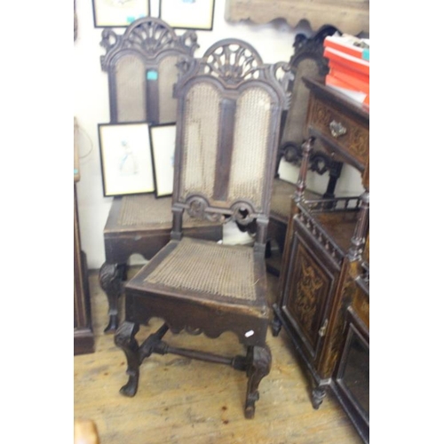 353 - Set of 3 Carved Oak Hall Chairs